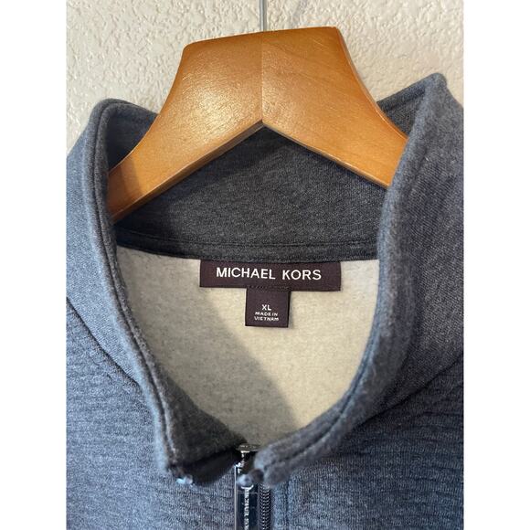 Michael Kors Men's Collared Full Zip Ribbed Navy Blue Cozy Sweatshirt XL - Picture 3 of 10